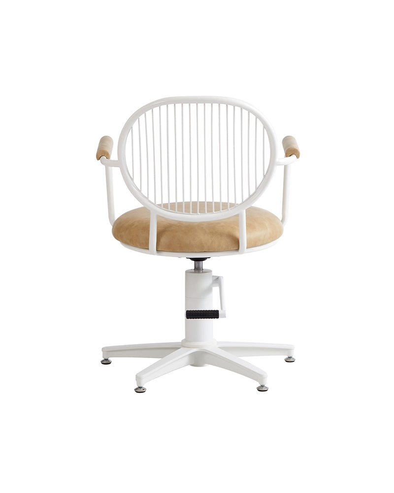 Serena - White and Cognac-colored hairdressing chair - White cross base